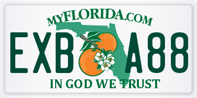 FL license plate EXBA88