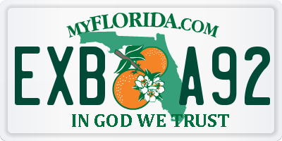 FL license plate EXBA92