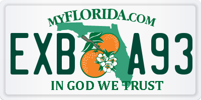 FL license plate EXBA93