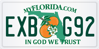 FL license plate EXBG92