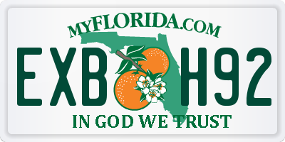 FL license plate EXBH92
