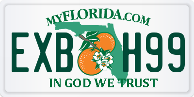 FL license plate EXBH99