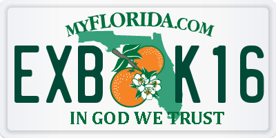 FL license plate EXBK16