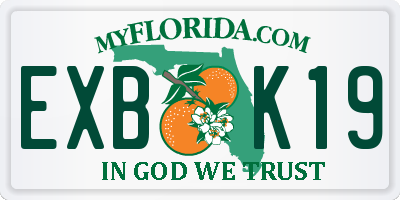 FL license plate EXBK19