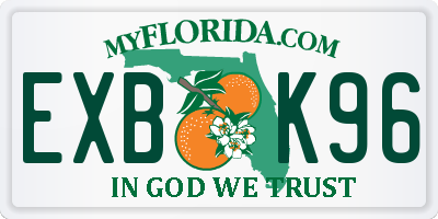 FL license plate EXBK96