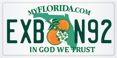 FL license plate EXBN92