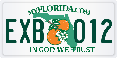 FL license plate EXBO12
