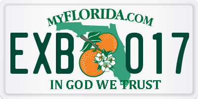 FL license plate EXBO17