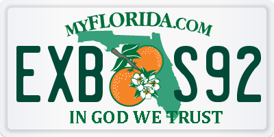 FL license plate EXBS92