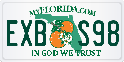 FL license plate EXBS98