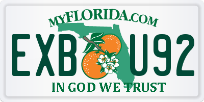 FL license plate EXBU92