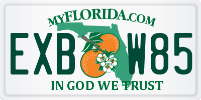 FL license plate EXBW85