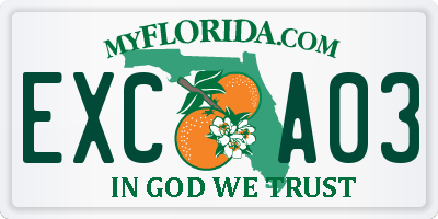 FL license plate EXCA03