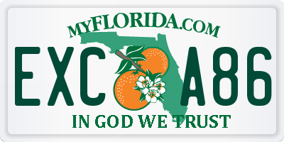 FL license plate EXCA86
