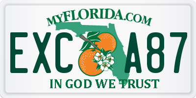 FL license plate EXCA87