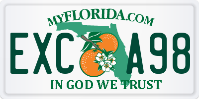 FL license plate EXCA98