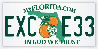 FL license plate EXCE33