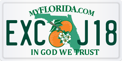 FL license plate EXCJ18