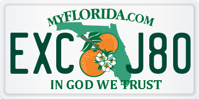 FL license plate EXCJ80