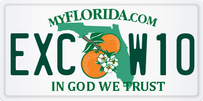 FL license plate EXCW10