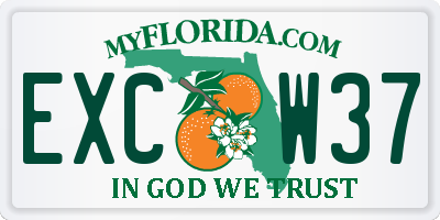 FL license plate EXCW37