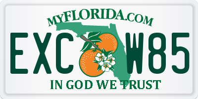 FL license plate EXCW85