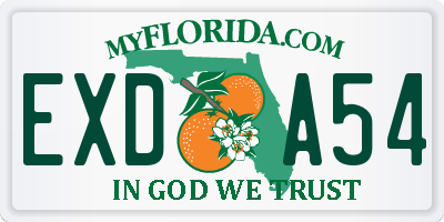 FL license plate EXDA54