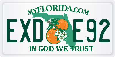 FL license plate EXDE92