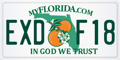 FL license plate EXDF18