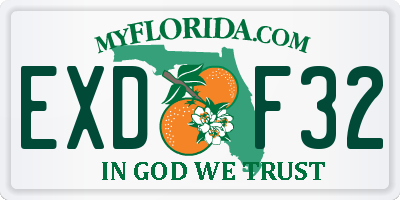 FL license plate EXDF32