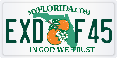 FL license plate EXDF45
