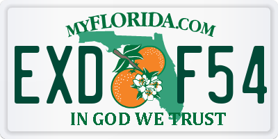 FL license plate EXDF54
