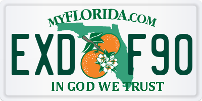 FL license plate EXDF90