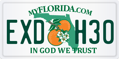 FL license plate EXDH30