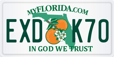 FL license plate EXDK70