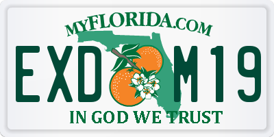 FL license plate EXDM19