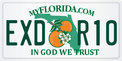 FL license plate EXDR10