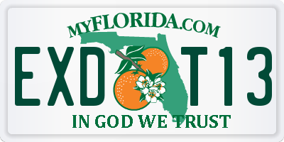 FL license plate EXDT13
