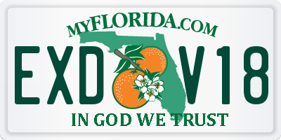 FL license plate EXDV18