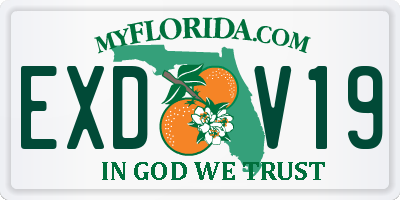 FL license plate EXDV19