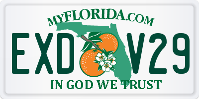 FL license plate EXDV29