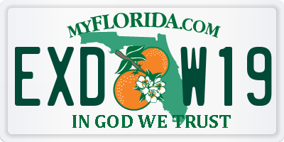 FL license plate EXDW19