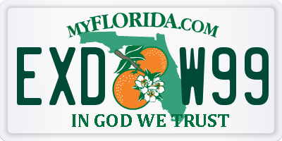 FL license plate EXDW99