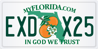 FL license plate EXDX25