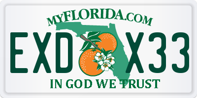 FL license plate EXDX33
