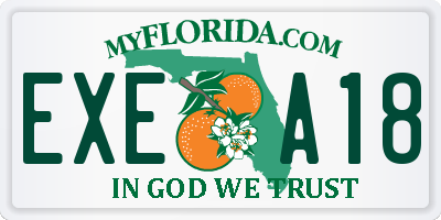 FL license plate EXEA18