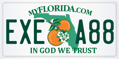 FL license plate EXEA88