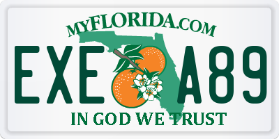 FL license plate EXEA89