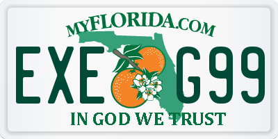 FL license plate EXEG99