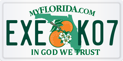 FL license plate EXEK07